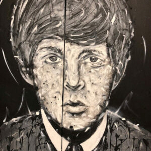 Paul McCartney diptych, celebrity portrait using acrylics
