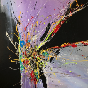 Abstract painting using acrylics and splatter technique