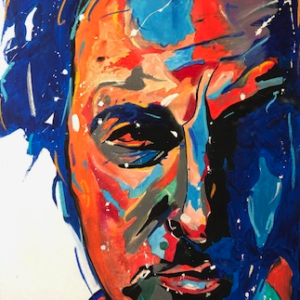 Abstract portrait painting using acrylics and splatter technique